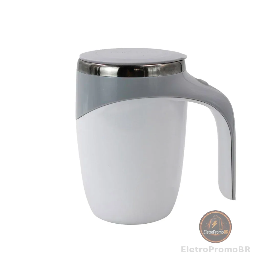 ‼️Caneca Mixer Misturadora Magnética Térmica 380 ml Branca‼️