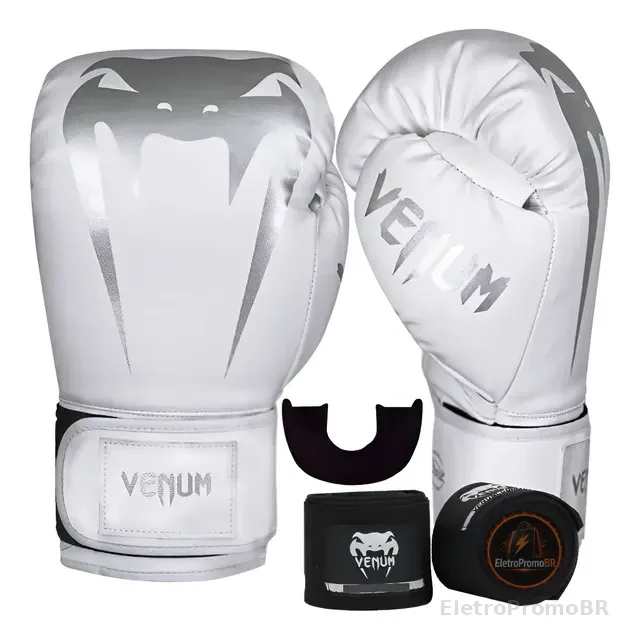 Kit Luva Boxe Venum Giant Full Profissional + Bandagem + Bucal
