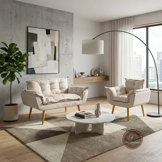 Kit Sofá 2 Lugares Namoradeira E Poltrona Decorativa Alice