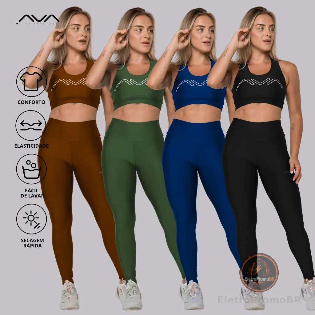 Conjunto Feminino Academia Top e Legging AVA Fitness Originals
