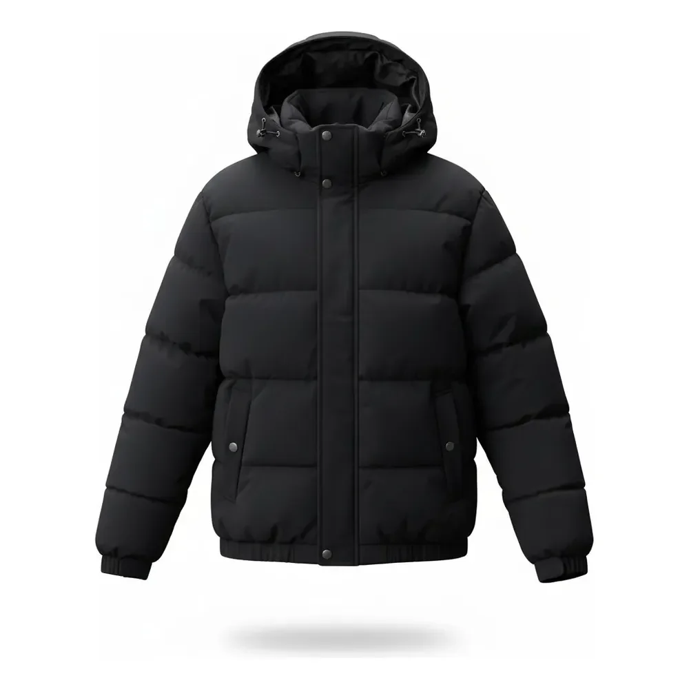Jaqueta Casaco Masculino Puffer Preta Inverno Capuz Premium Preto M Lisa