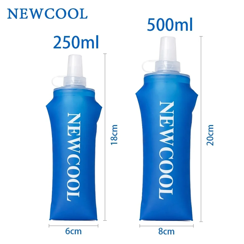 NEWCOOL 250ml ou 500ml Garrafa De Água Dobrável De Silicone Macio Ar Livre Esporte Viajar Correndo Hidratação