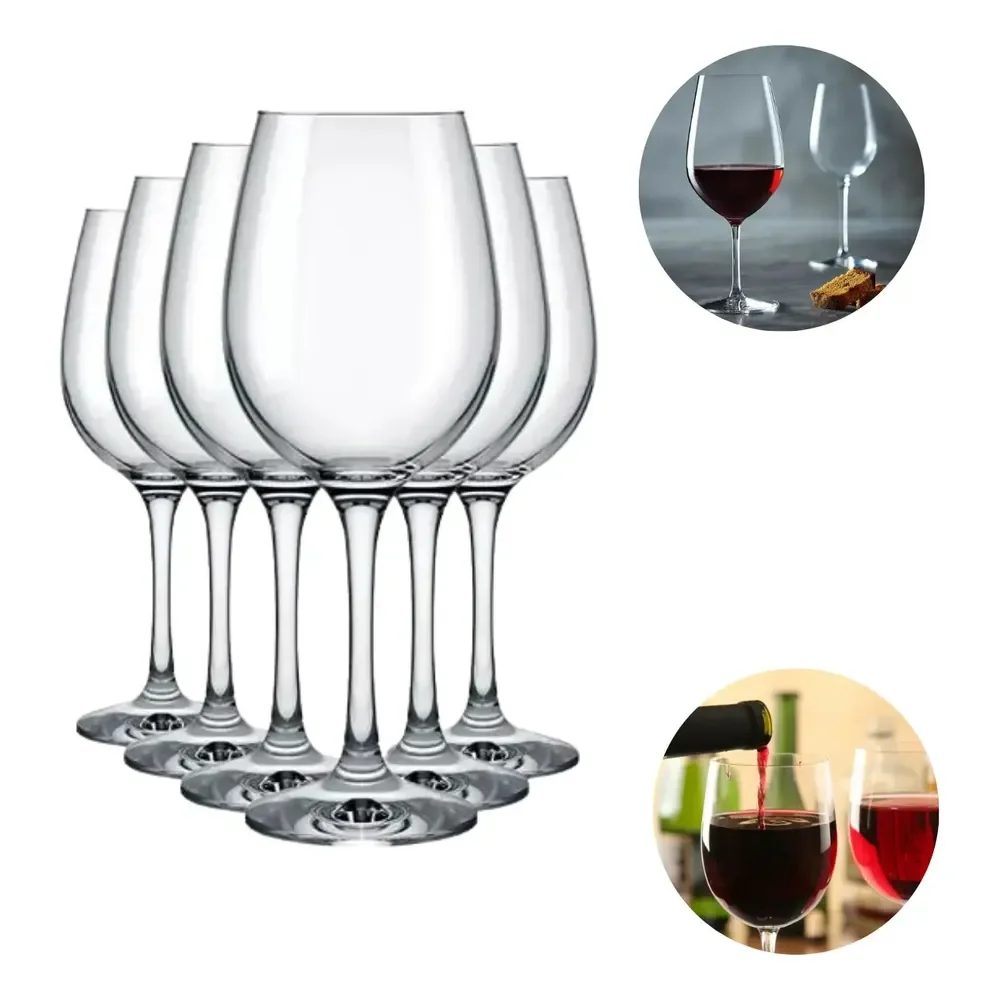Jogo 6 Taças Vinho Tinto 450ml Cristal Titanium Gastro  Cristal