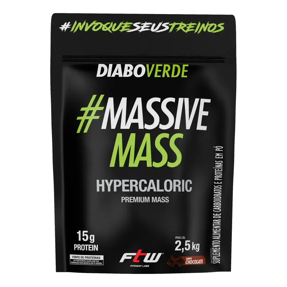 Massive Mass Hipercalórico Refil 2,5kg Sabor Chocolate Ftw - Diabo Verde