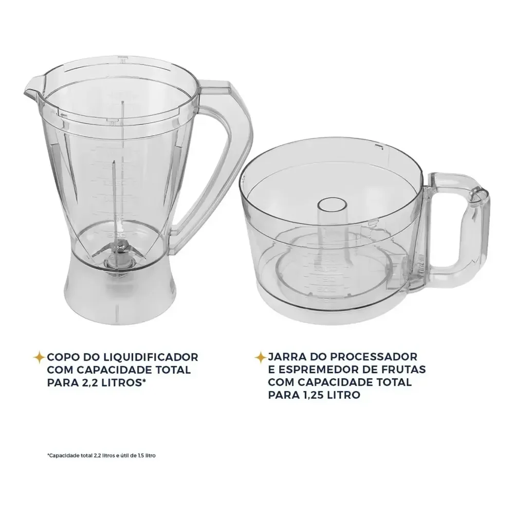 Multiprocessador britânia Bmp900 1000w 3 em 1 inox Preto 220v