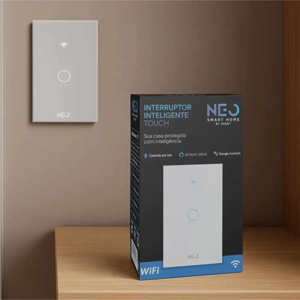 Interruptor Inteligente Smart Wifi 1 Botão Touch Alexa Google Bivolt 4x2 Branco Neo Branco 1 127/220v
