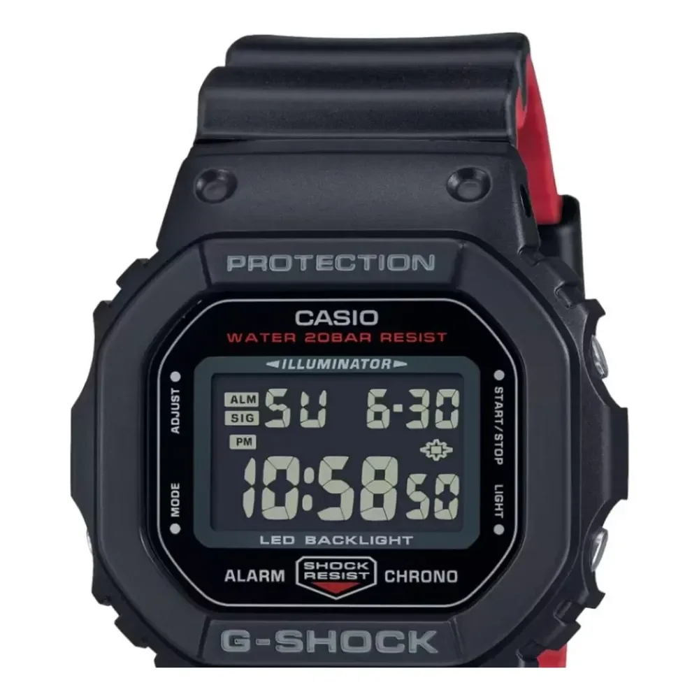 Relógio Casio G-shock Masculino Digital Dw-5600uhr-1dr Preto/vermelho Preto