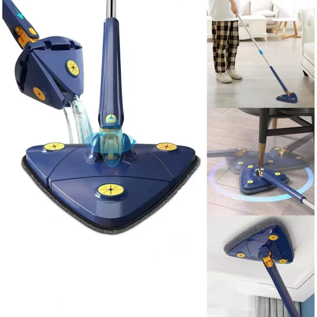 Esfregão Triangulo Azul  - Aleatório com pano  - Mop de Limpeza Ajustavel/Giratoria 360°