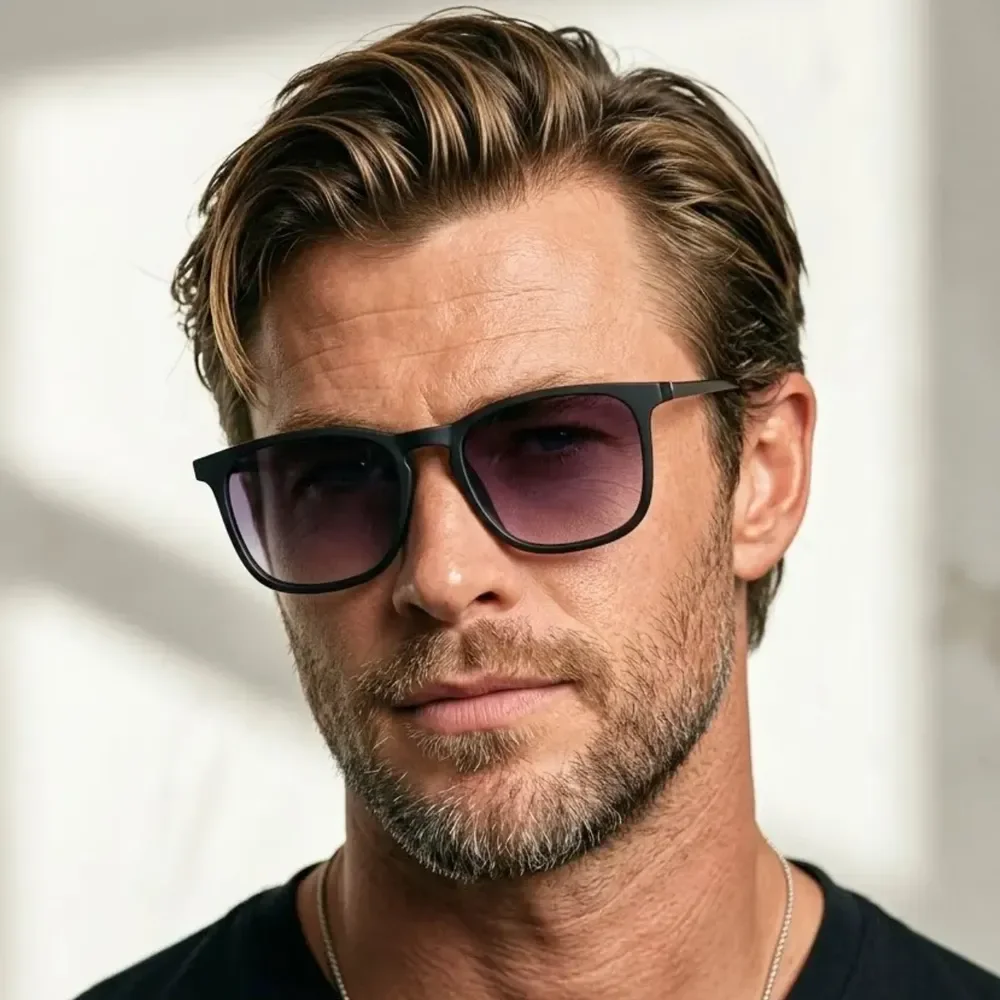 Óculos De Sol Quadrado Masculino Proteção Uv400 Ntf Desenho Preto Degrade Violeta