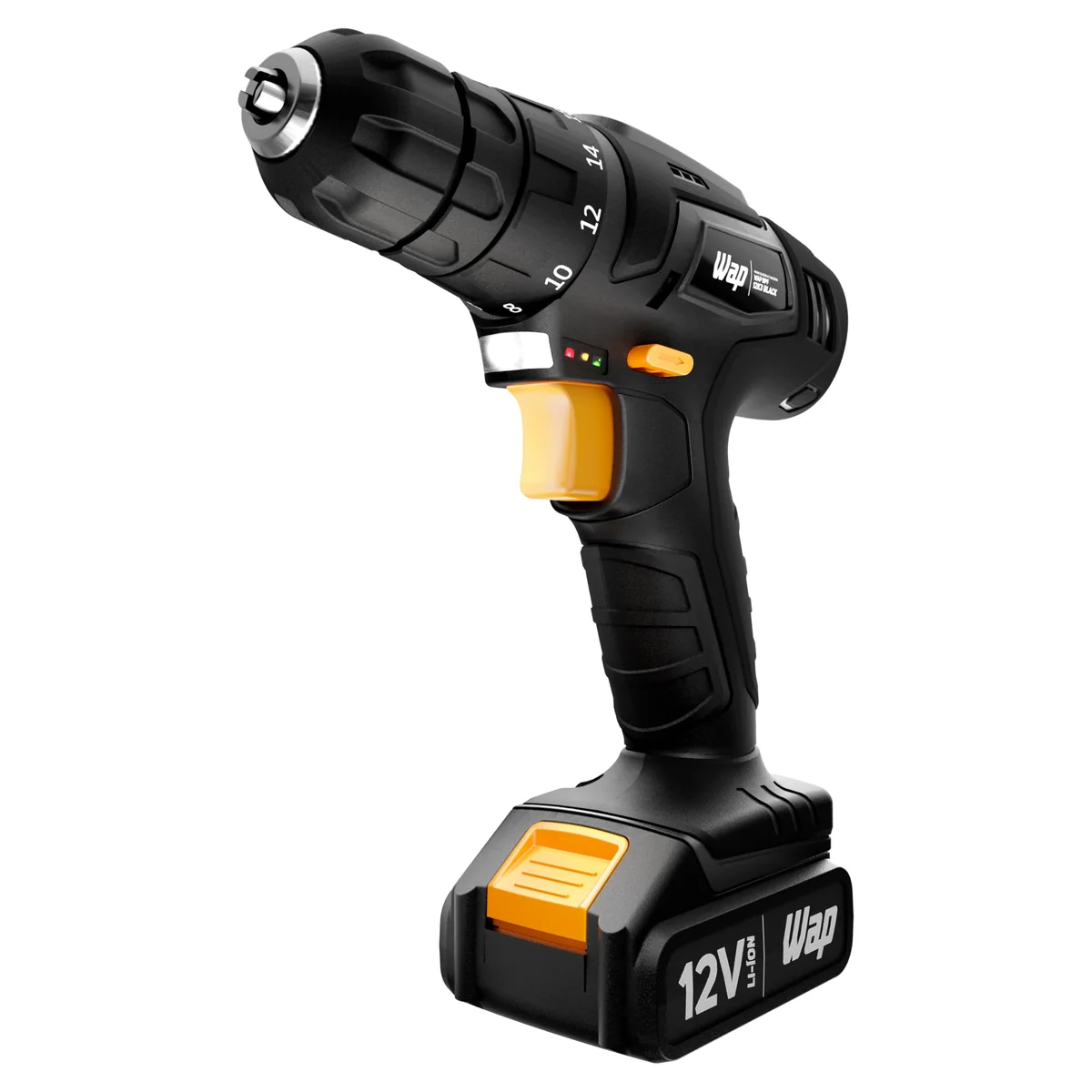 WAP Parafusadeira e Furadeira a Bateria Li-Ion 12V BPF 12K3 BLACK Carregador Bivolt com Maleta e Kit de 13 Acessórios