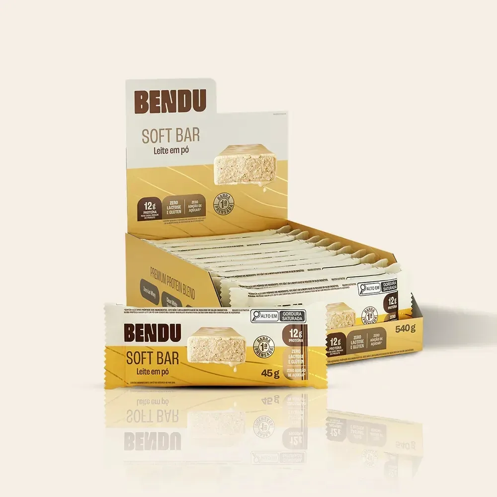 Bendu Barra De Proteína 12g Sabor Leite Em Pó Caixa Com 12 Unidades