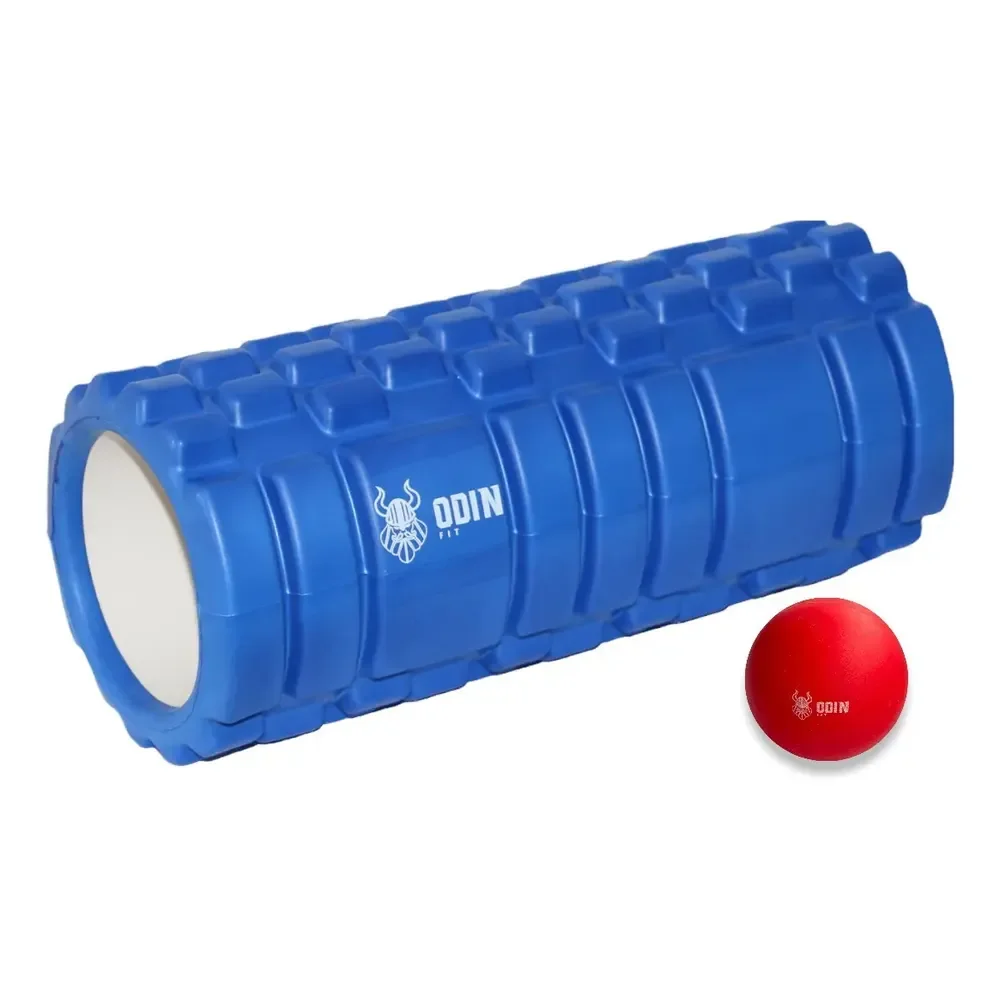 Rolo De Massagem Liberação Miofascial Bola Lacrosse Odin Fit Azul/vermelho
