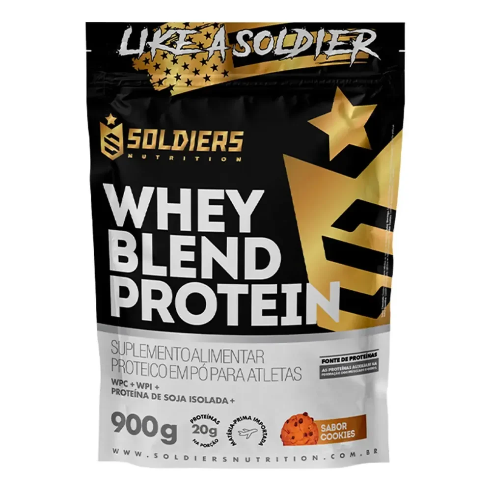 Whey Blend Protein Concentrado E Isolado 900g Sabor Cookies Soldiers Nutrition Biscoitos