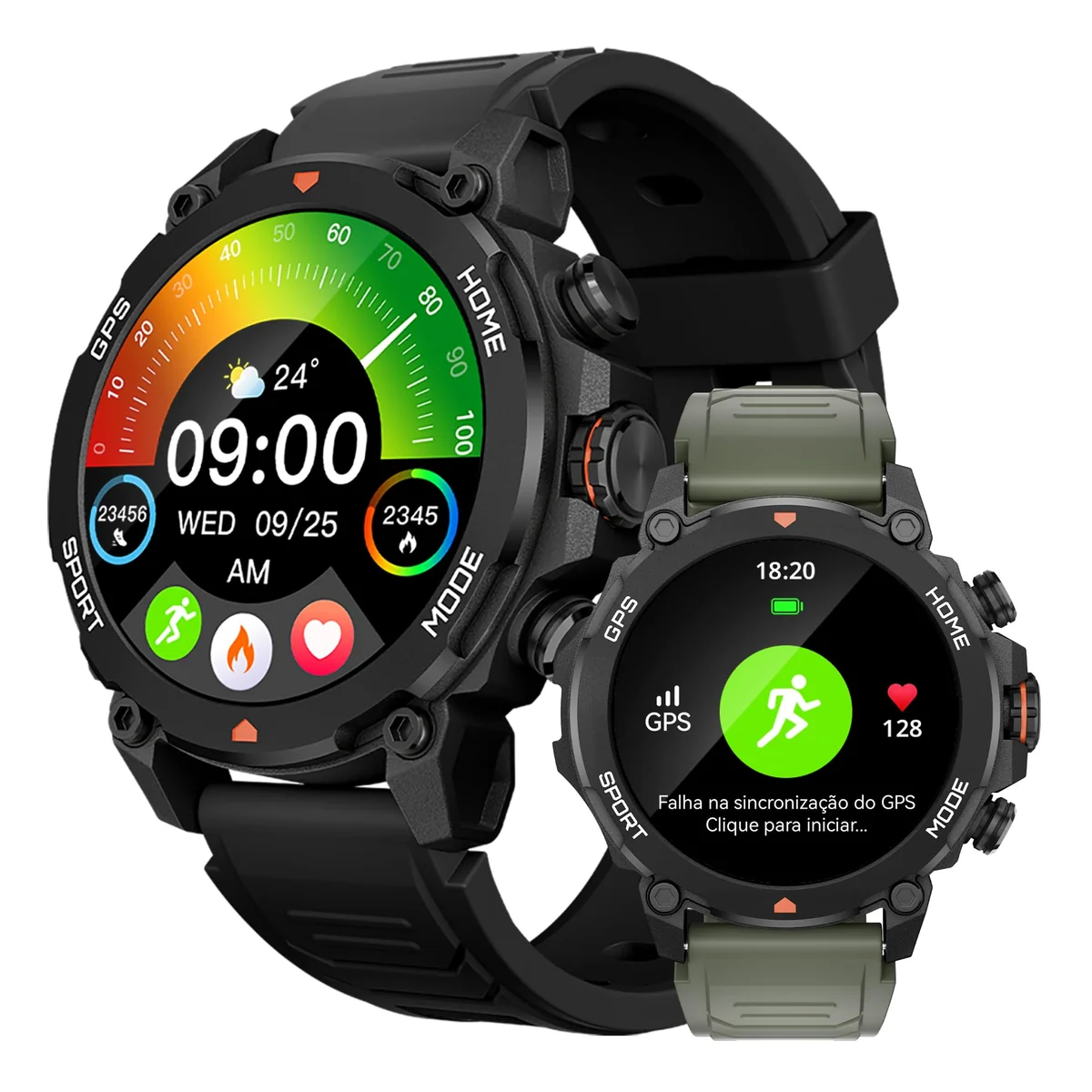 AURAFIT Smartwatch Relogio Inteligente Masculino Relógio Inteligente, GPS 150+ Monitoramento Esportivo, Altímetro Barômetro Bússola, Chamadas Bluetooth, 5ATM a Prova d'Agua, Tela AMOLED 3,6 cm