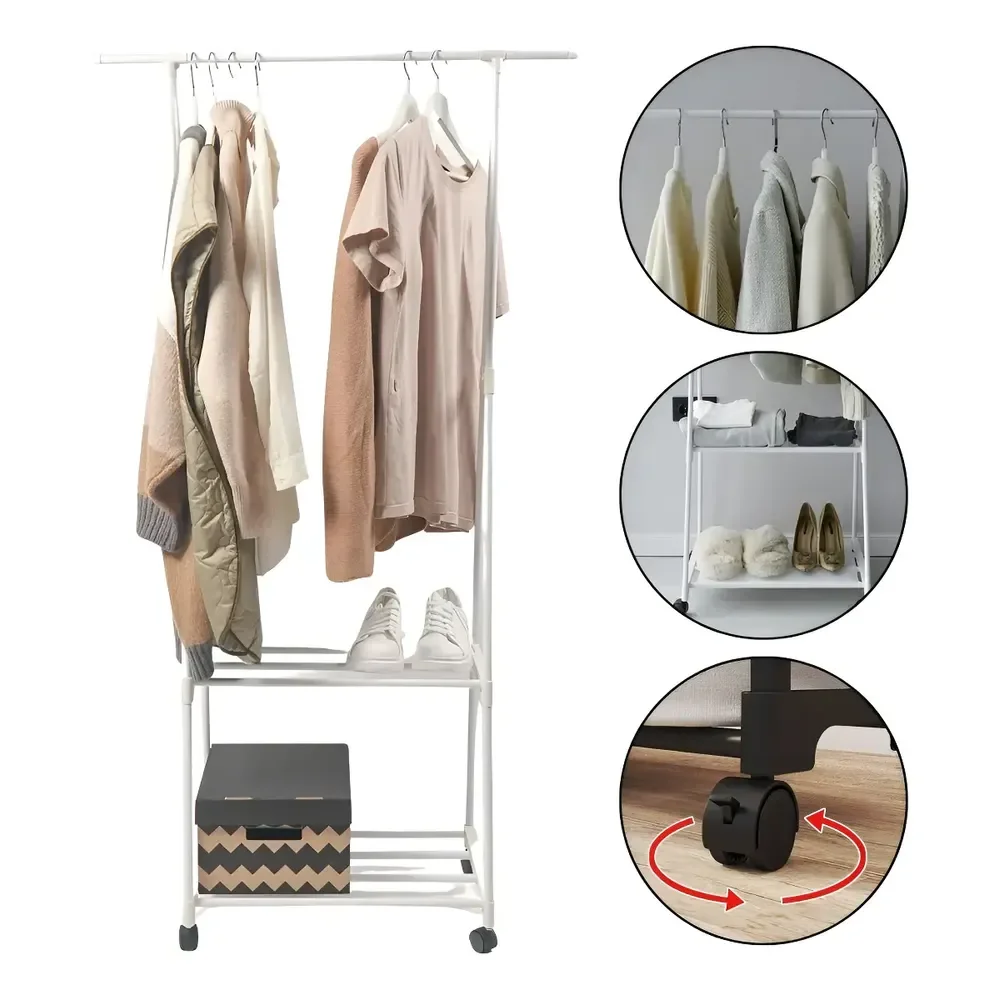 Arara De Roupas Cabideiro Sapateira Loja Prateleira Quarto Cor Branco