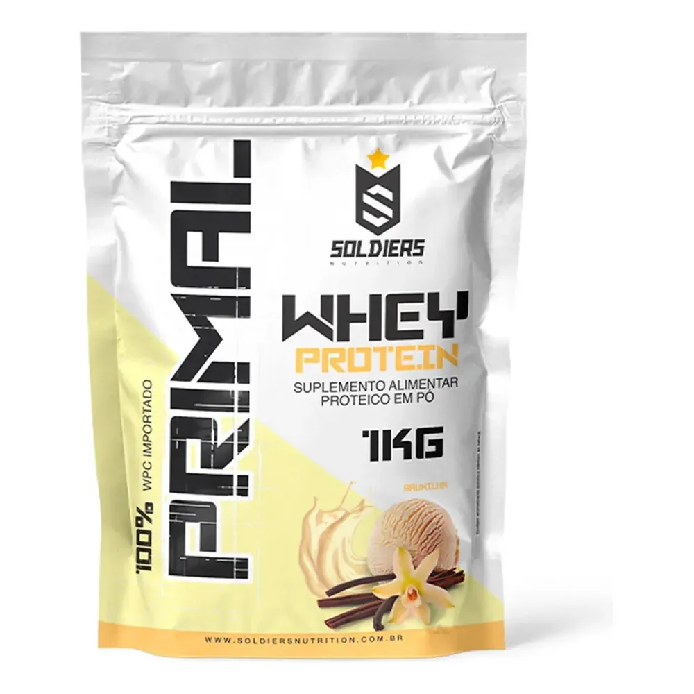 Whey Protein Primal 1kg Soldiers Nutrition Sabor Baunilha